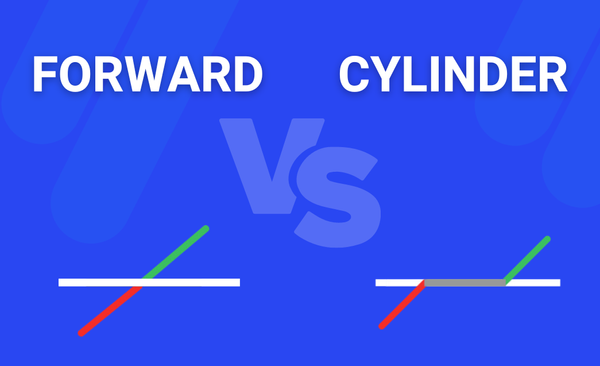 How does hedging forex with a forward differ from a cylinder?
